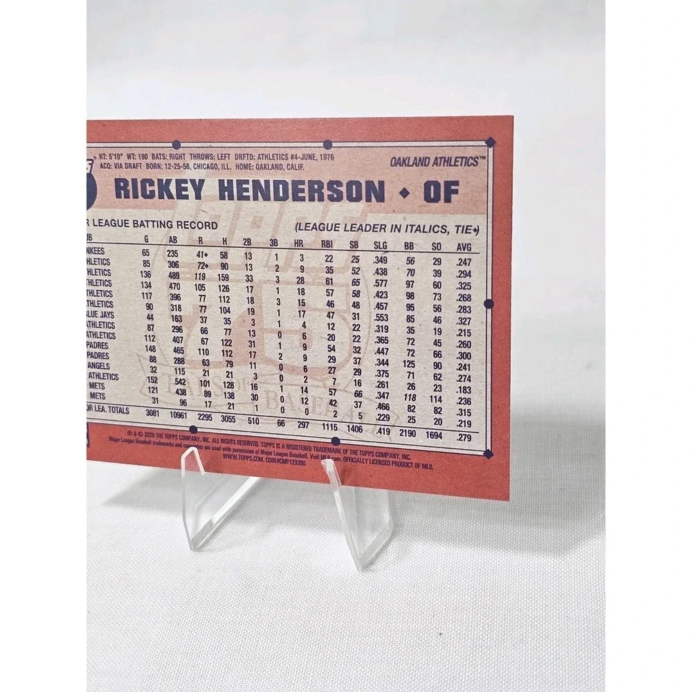 2026 Topps Series 1 1991 Topps #T91-52 Rickey Henderson Oakland Athletics NY HOF